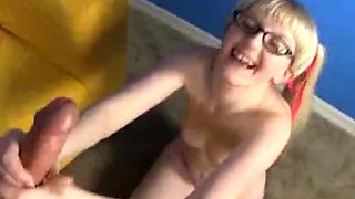 Teen nympho Krystal Orchid first uses one hand to jerk off