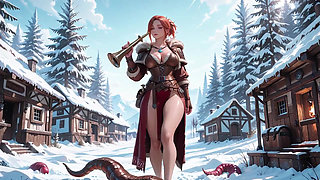 Forbidden Leather Armor Seduction in Medieval Village. Cold Queen Unzips Her Gear & Goes Wild!