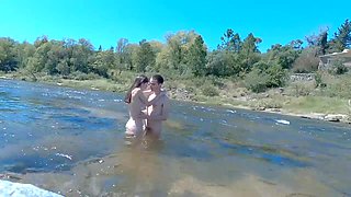 Hot Couple having Risky Sex on Public Beach and Bus - Huge Double Cumshot