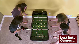 Breasts Were Quickly Exposed in a Playful Strip Foosball Game