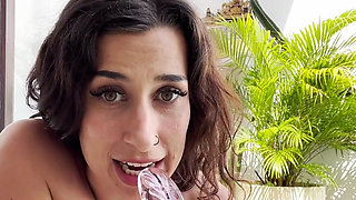 Solo Outdoors Squirting Bored on Holiday