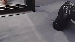 Goth Latina, dildo, boots and uncensored  masturbation