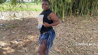 African Ebony Sexy Black Girl Dances in Public with Laughter
