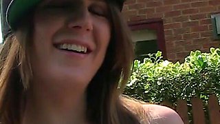 Samantha Bentley is pissing outdoor