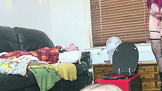 Femdom Blonde MILF Has Fun With Watersports On Partner Restrained In Toilet Box