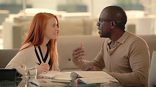 Redhead hottie Dolly Little gets her pussy railed hard.