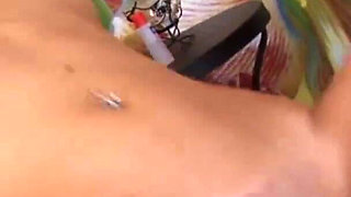 Ginger teen with sexy body gets anally fucked on the bed