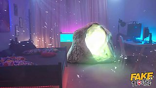 Faux hostel - extraordinary visit by 2 beautiful intergalactic backpackers turns into hot threesome with teenager natural body beauties
