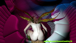 Sexy Fairy Girl Rides Cock in Neon Club