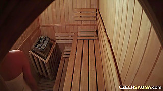 Czech Sauna 18: Chubby Babe’s Tits Swing in the Sauna