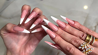 French Manicure Long Nails and Long Fingers