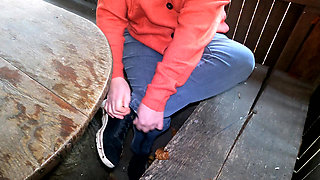 Vagina Slapping and Labia Pulling on the Picnic Table
