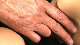 Old fart fucks young whore brunette in ass