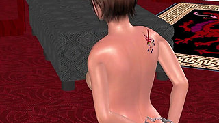 Animated 3D Cartoon Porn - Beautiful Girl Handcuffed on Knees with Corn & Anal Plug Multiple Orgasms