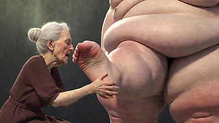 90 Year Old Granny Sucking Obese SSBBW Toes - Extremely Horny Foot Play