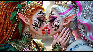 Beautiful Elves Princess Kissing, Ai Animation