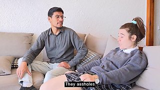 Stepfather shows his innocent stepdaughter penetration