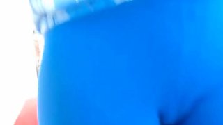 Blue Hijab Beauty from Turkey in Yoga Spandex