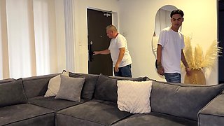 Curly Hair Stepmother's Smooth Pussy Pounded by Stepson