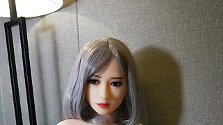 Deepthroat this Life Sized Sex Doll Brunette MILF slut