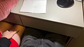 SCHOOLGIRL Handjob in Math Class Under The Table Again. (At School)