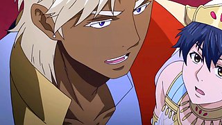 Titan dominates bride in bed after erotic anime feast