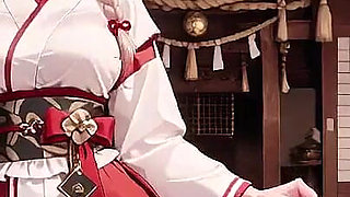 Forbidden Contrast Between Shrine & Bedroom, Wet Secrets Under Red & White Kimono.