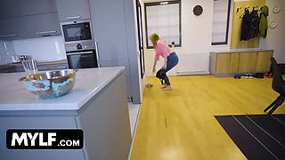 Stay home cougar - brilliant babe with huge natural boobie delights lucky stud with her flawless forms