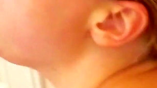 Blonde skinny teen lets step father fuck her when stepmother is away