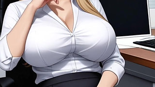 blonde woman office masturbation fingering pussy (AI model)