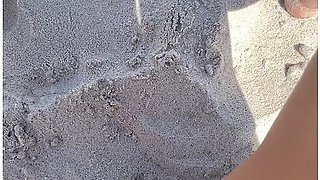 Squirting At The Nude Beach While People Walk By