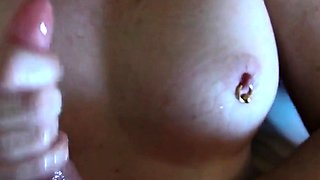 Boss Fucks Employee and Cums on Her Pierced Tits