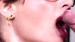 Swallowing Your Cum Close-up Oral Creampie Blowjob