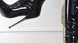 Shoeplay in Extreme High Heel Thigh High Boots and Pantyhose (shoe Collection) - Dame Olga