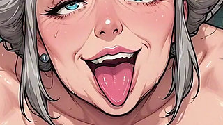 Sexy Grey Hair Ai Women in Toilet Room Slideshow