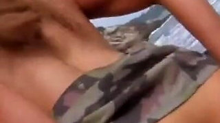 Military babe enjoying in outdoor anal fuck