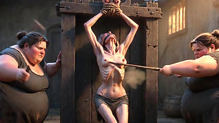 Granny Slave Breast Whipping Session by Two Obese BBW Dominatrixes