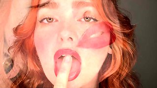 Amateur redhead masturbates then gives a blowjob