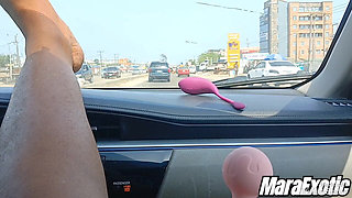 Thick Thighs MILF Masturbating and Squirting in Lagos Traffic - Mara Exotic