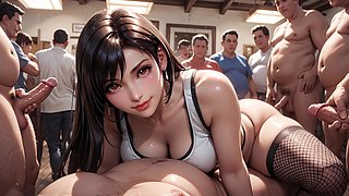 Ai Anime Girl Tifa Lockhart Gangbang Sex in Sauna