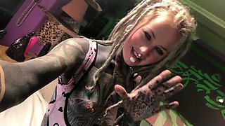 Horny Alternative Tattooed Girl Shows Her Sex Toys With Ass Plug In
