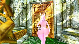 Thicc bunny MOMO shows off her big boobs in Skyrim gameplay