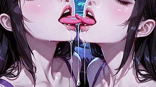 Lesbians Tongue and Kiss Fetish, Ai Animation