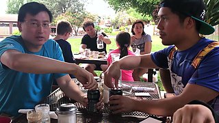 Blonde amateur teasing outdoors