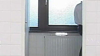 Two Horny Sluts Suck Big Hard Cock in the Public Toilet and Get Fucked Doggy Style