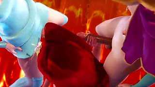 Futa Threesome: Anna, Elsa & Ariel in 3D Porn - Creampie, Cumshot & Swallow