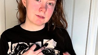 Redhead Nerdy Teen With hairy pussy Masturbating