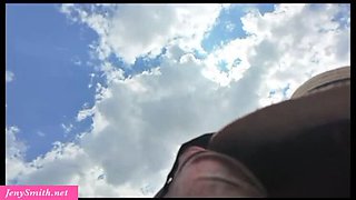 Hot MILF Jeny Smith Flashes Pussy & Tits Live on Public Road - Outdoor Masturbation Show