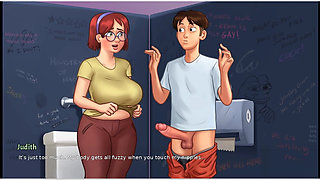 Summertime Saga - Gameplay - Roleplay - Taboo - Judith Big Saggy Boobs Pressing and Handjob