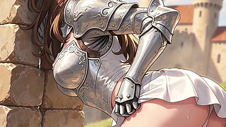 Cute Anime Warrior Girl, in Troy in a Side Street